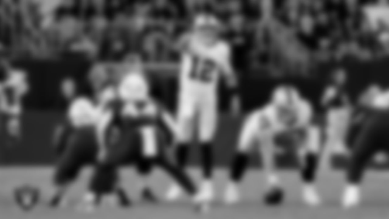 Las Vegas Raiders quarterback Aidan O'Connell (12) during the preseason away game against the Arizona Cardinals at State Farm Stadium.