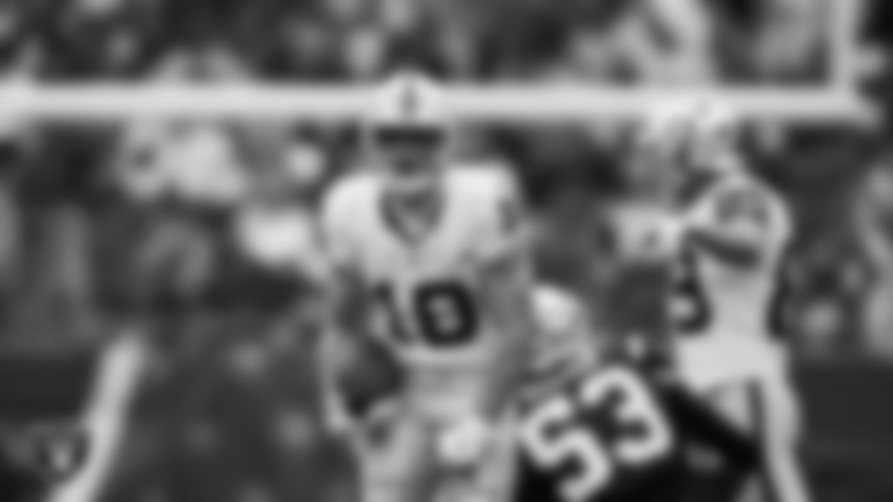 Las Vegas Raiders wide receiver Jack Bech (18) celebrates after making a first down during the regular season away game against the New England Patriots at Gillette Stadium.