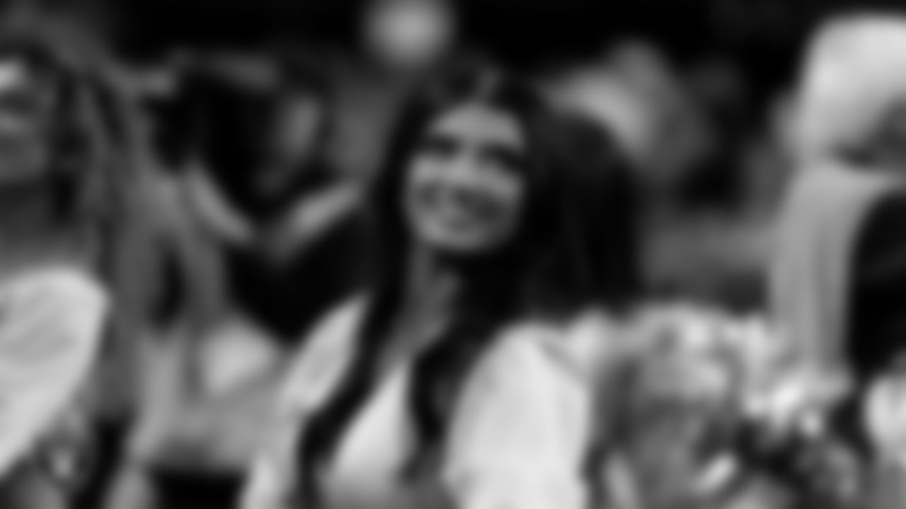 Raiderette Kylee on the sidelines during the regular season home game against the Denver Broncos at Allegiant Stadium.