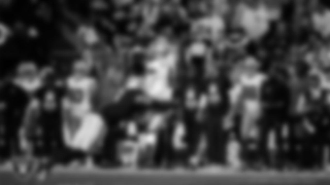 Las Vegas Raiders defensive end Tyree Wilson (9) makes a tackle during the regular season home game against the Dallas Cowboys at Allegiant Stadium.