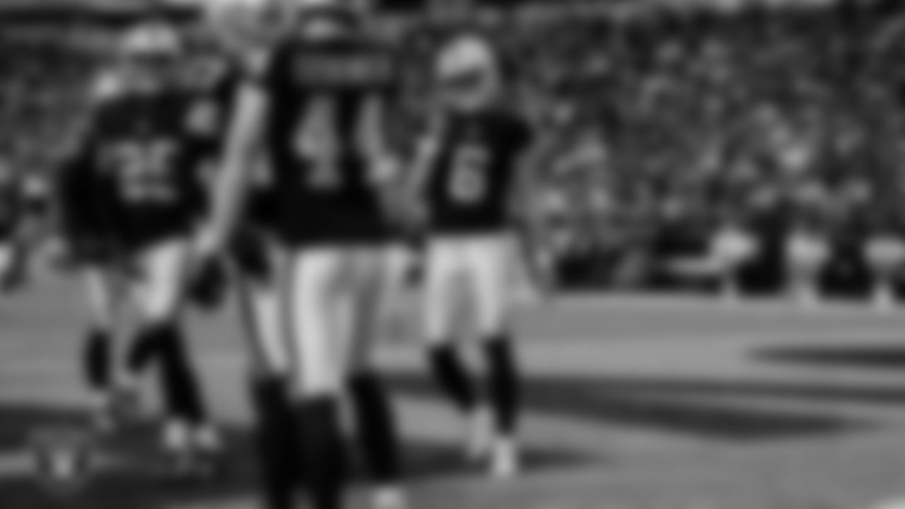 Las Vegas Raiders punter AJ Cole (6) during the regular season home game against the New York Giants at Allegiant Stadium.