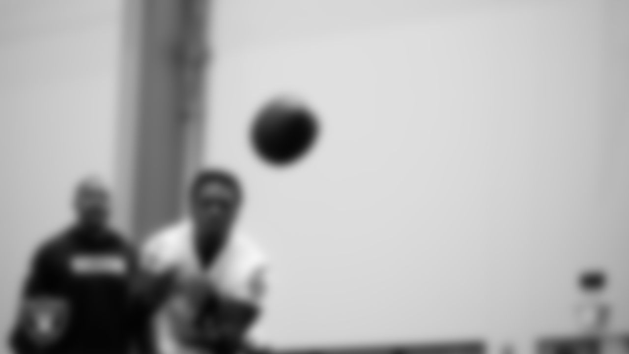 Las Vegas Raiders wide receiver Shedrick Jackson (4) at a workout during phase two of the offseason program at Intermountain Health Performance Center.