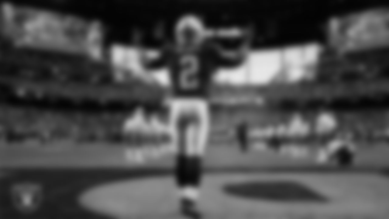 Las Vegas Raiders running back Ashton Jeanty (2) is introduced onto the field before the regular season home game against the Jacksonville Jaguars at Allegiant Stadium.