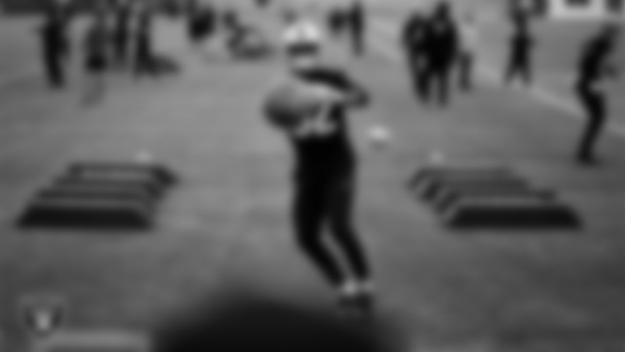 Las Vegas Raiders wide receiver Brenden Rice (82) during practice at Intermountain Health Performance Center.