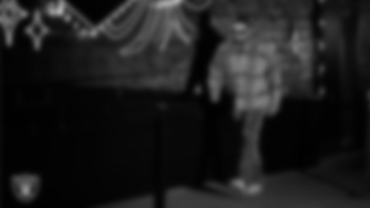 Las Vegas Raiders linebacker Jamal Adams (33) arrives to the regular season home game against the Jacksonville Jaguars at Allegiant Stadium.