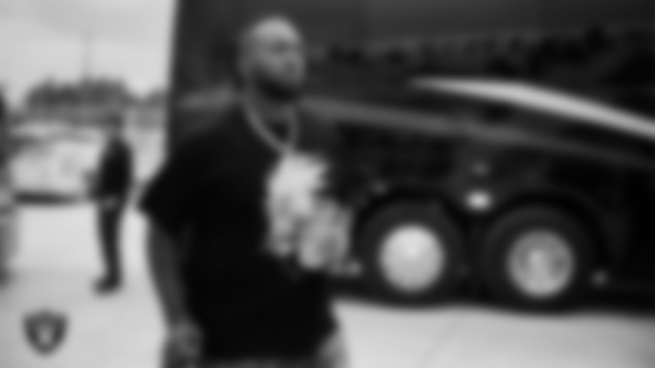 Las Vegas Raiders defensive lineman Adam Butler (69) departs for the preseason away game against the Arizona Cardinals.