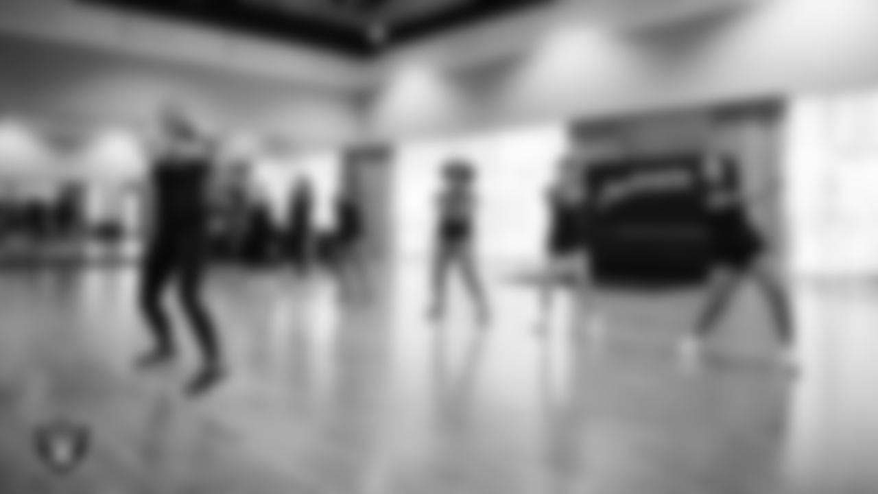 Raiderette Cori rehearses with dancers during a teen intensive at The Studio.