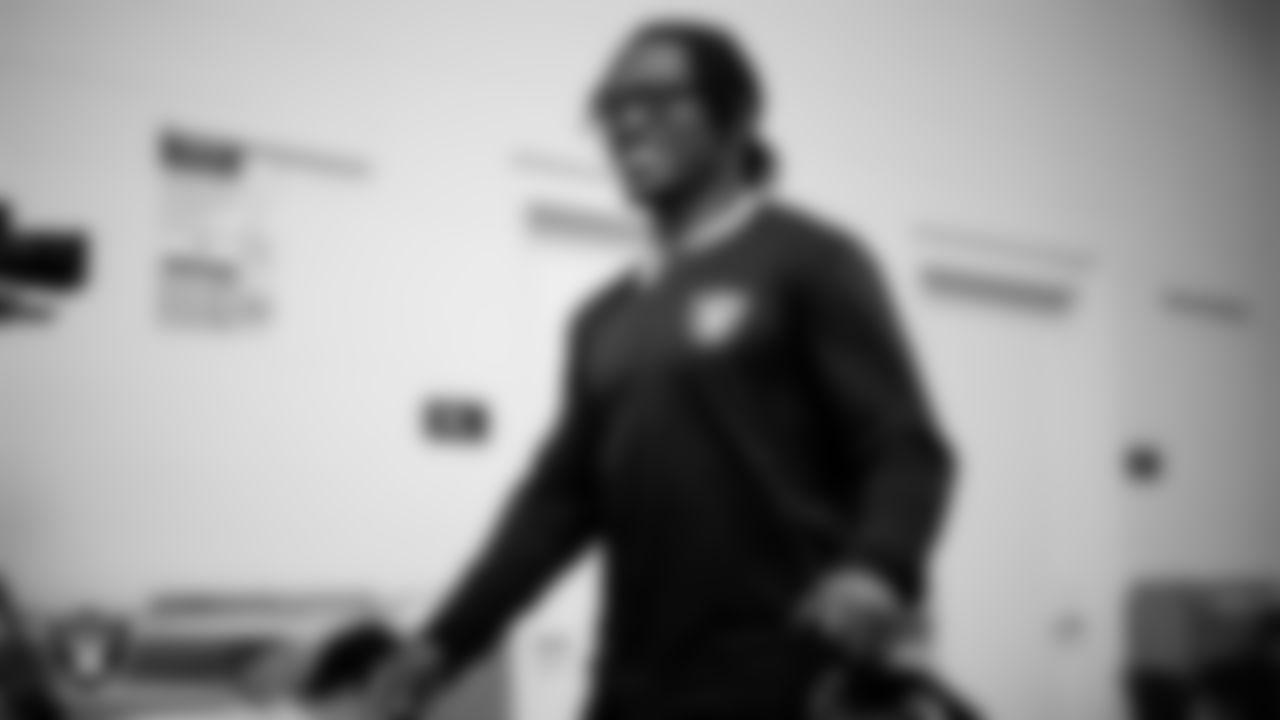 Las Vegas Raiders cornerback Darnay Holmes (30) arrives to the regular season away game against the Indianapolis Colts at Lucas Oil Stadium.