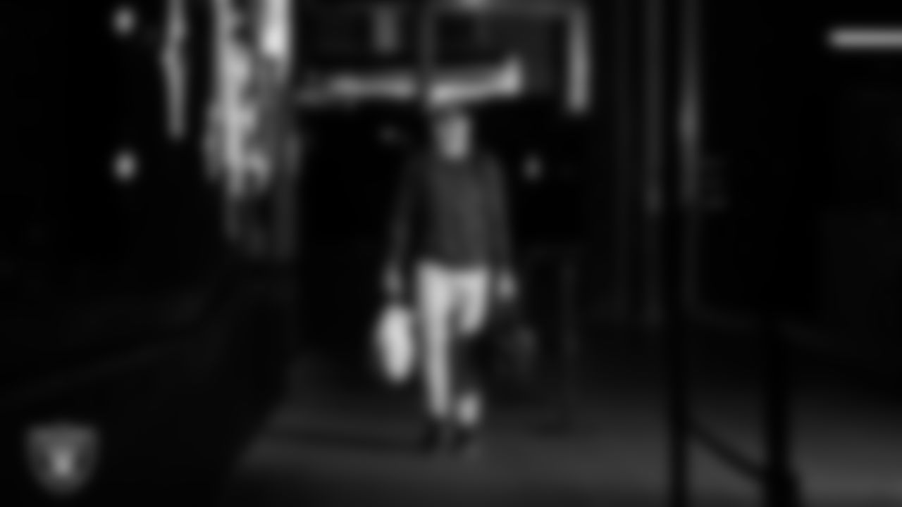 Las Vegas Raiders tight end Brock Bowers (89) arrives to the regular season home game against the Jacksonville Jaguars at Allegiant Stadium.