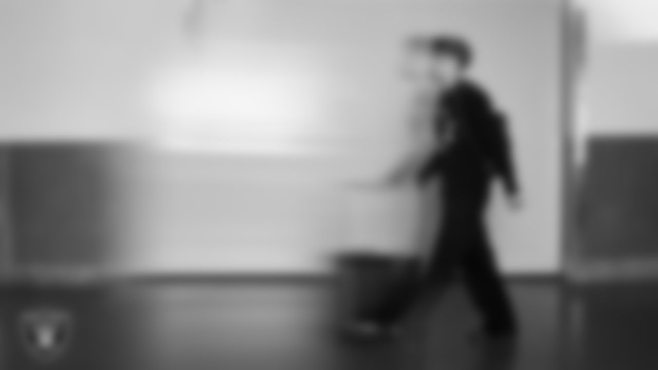 Las Vegas Raiders safety Isaiah Pola-Mao (20) arrives to the regular season away game against the Los Angeles Chargers at SoFi Stadium.