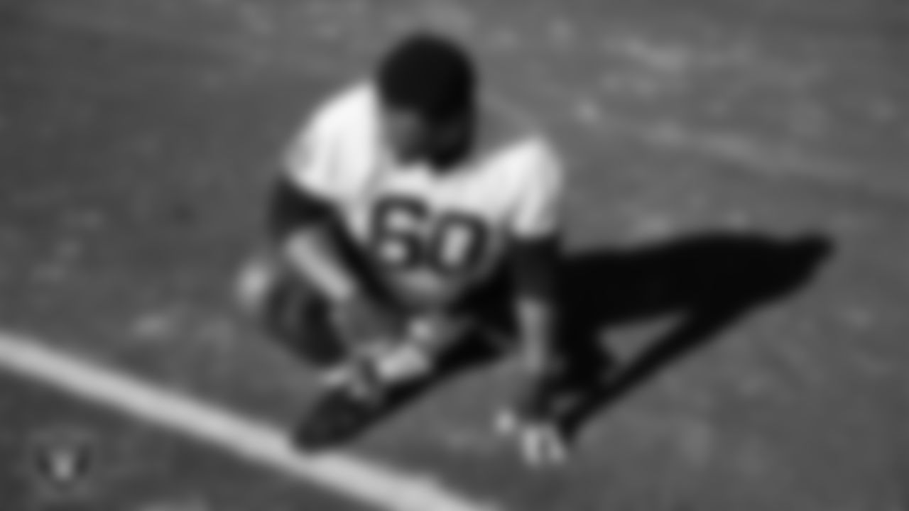 Las Vegas Raiders tackle Charles Grant (60) during practice at Intermountain Health Performance Center.