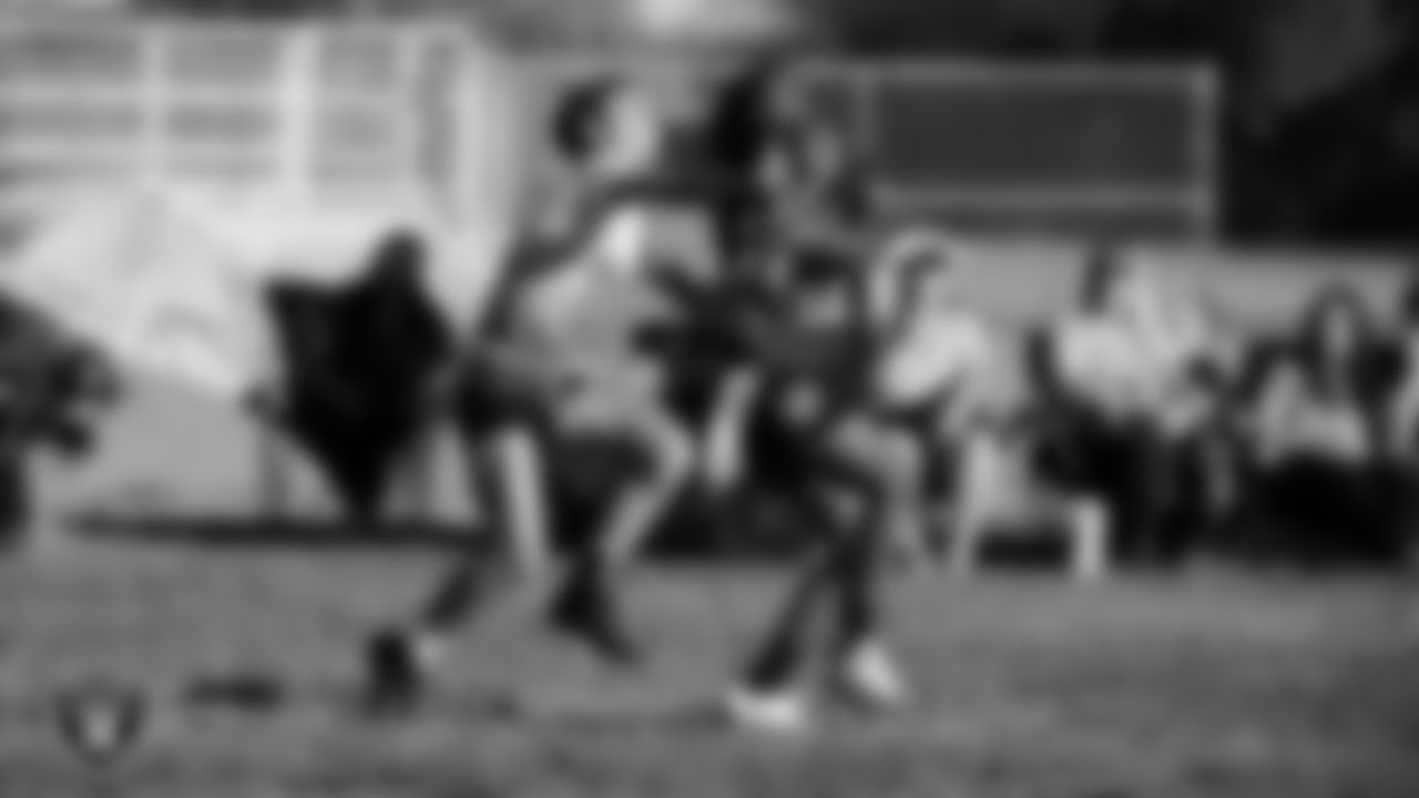 Ralph Cadwallader Middle School hosts Charles Hughes Middle School during the Las Vegas Raiders' Middle School Flag Football Showcase game at Ralph Cadwallader Middle School.