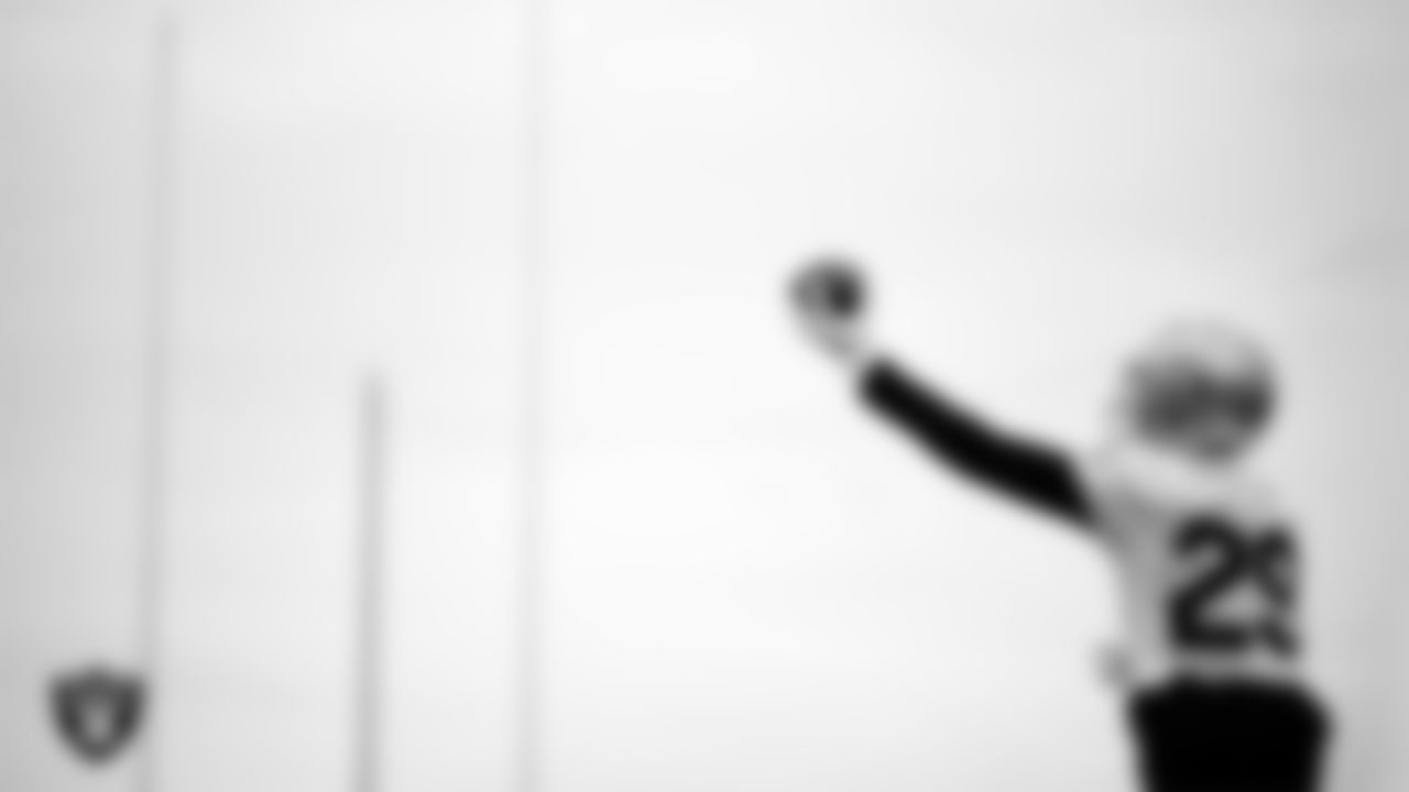 Las Vegas Raiders cornerback Chigozie Anusiem (29) during practice at Intermountain Health Performance Center.