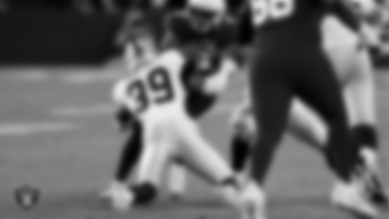 Las Vegas Raiders cornerback John Humphrey (39) during the preseason away game against the Arizona Cardinals at State Farm Stadium.