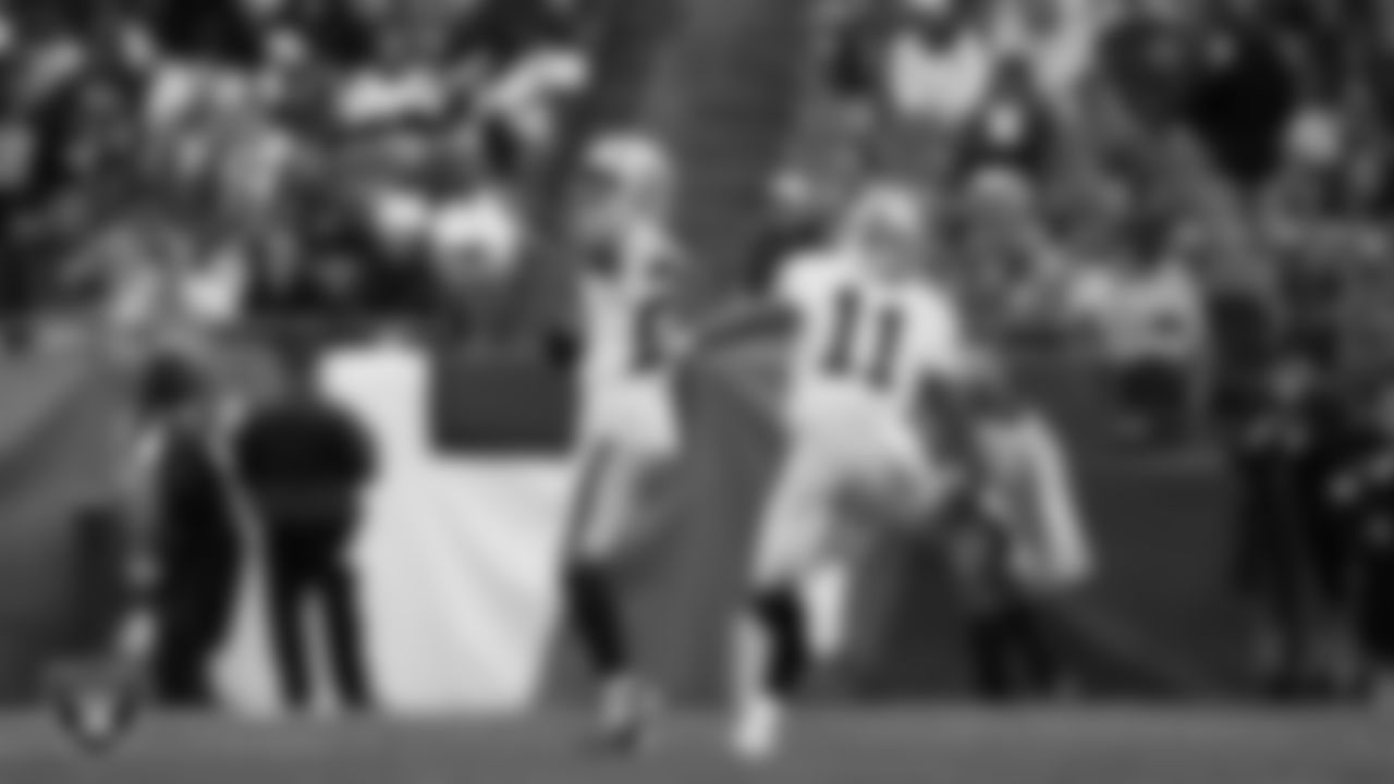 Las Vegas Raiders safety Isaiah Pola-Mao (20) celebrates after intercepting a pass during the regular season away game against the New England Patriots at Gillette Stadium.