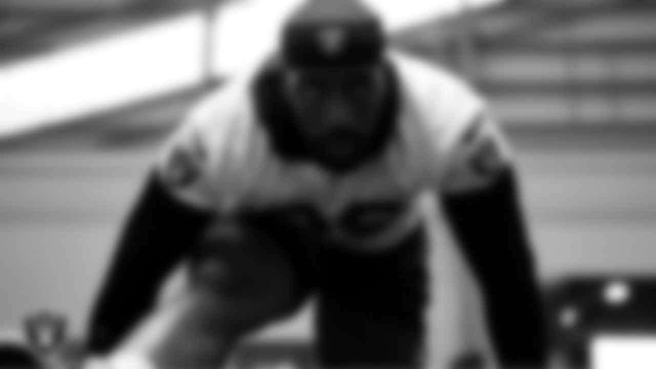 Las Vegas Raiders defensive tackle Thomas Booker IV (99) during practice at Intermountain Health Performance Center.