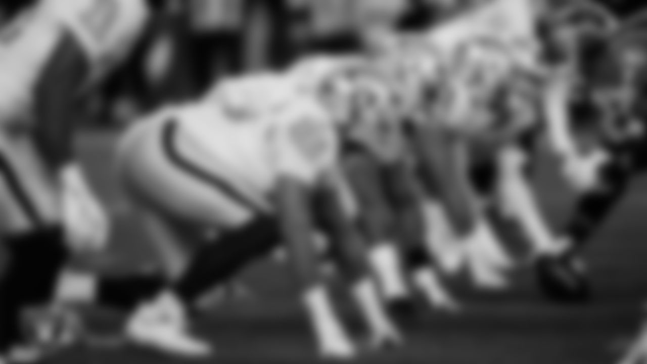 Las Vegas Raiders defensive tackle Jonah Laulu (96) lines up before the snap during the regular season away game against the Denver Broncos at Empower Field at Mile High.