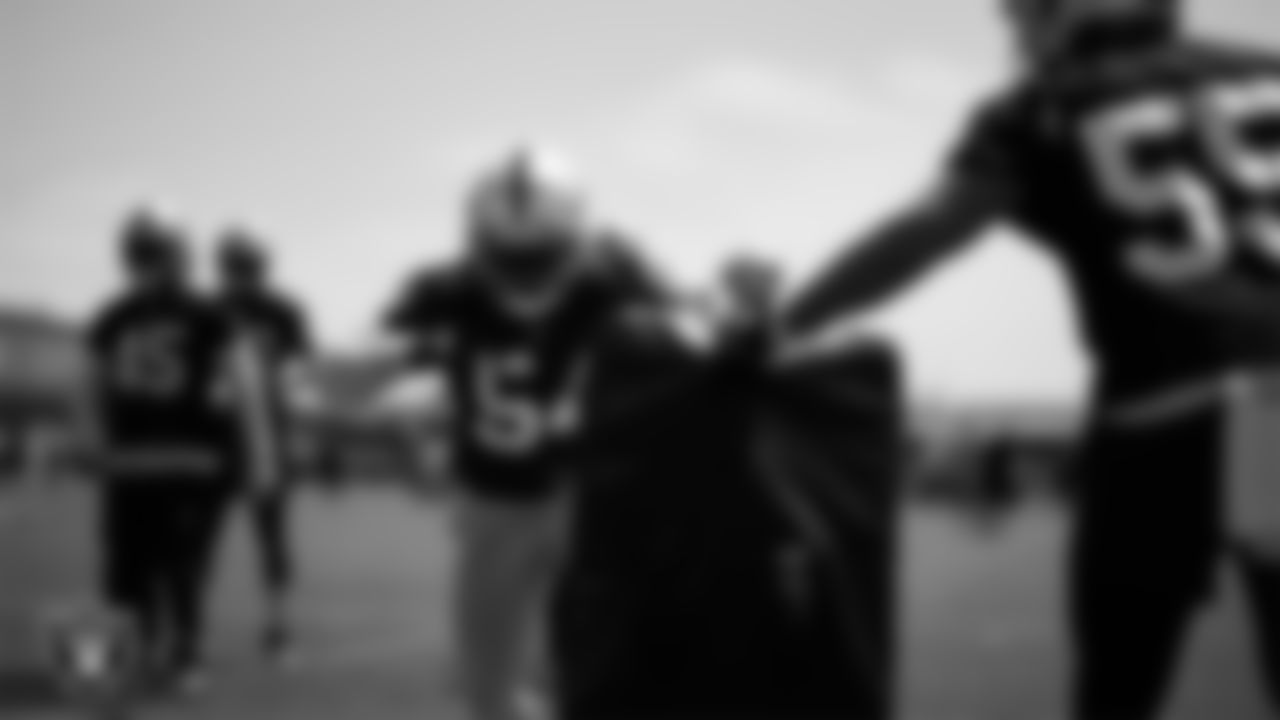 Las Vegas Raiders linebacker Jaylon Smith (54) at an Organized Team Activity (OTA) at Intermountain Health Performance Center.