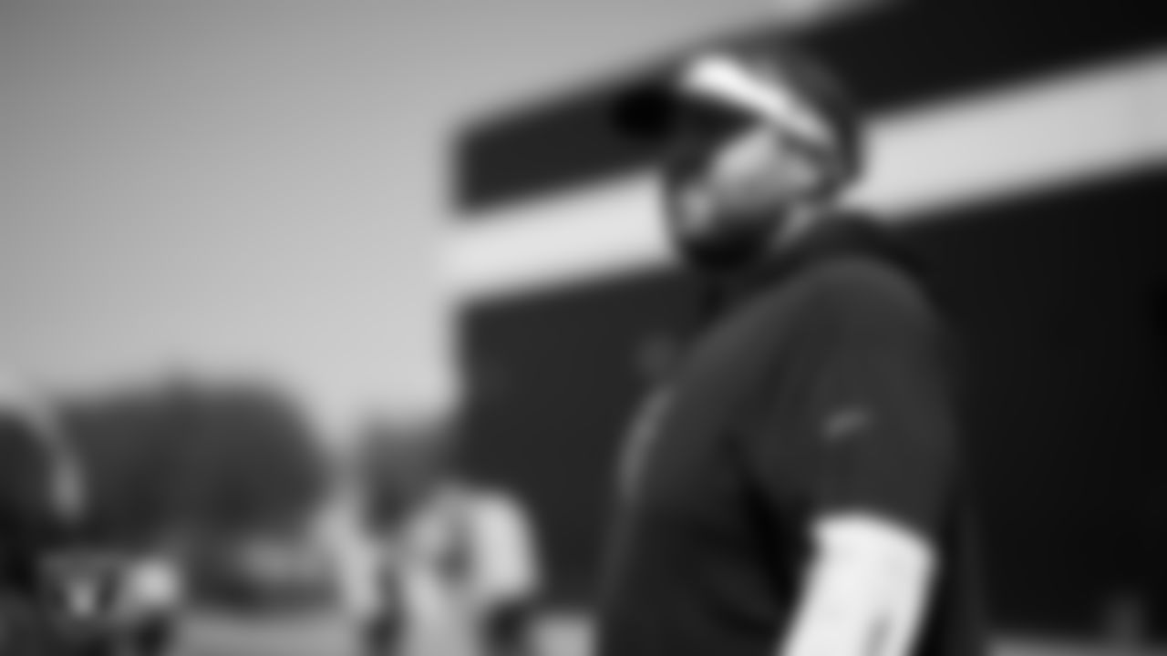 Las Vegas Raiders assistant offensive line coach Andy Dickerson at Day One of 2025 Veteran Minicamp at Intermountain Health Performance Center.