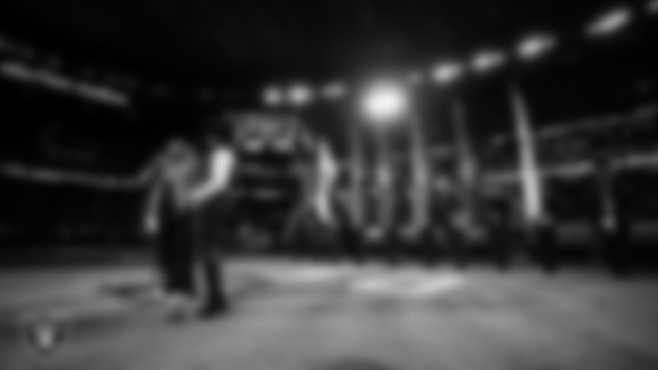 Musical duo The War and Treaty performs the national anthem while the Rancho High School Air Force JROTC Honor Guard presents the nation's colors before the Las Vegas Raiders' regular season home game against the Dallas Cowboys at Allegiant Stadium.