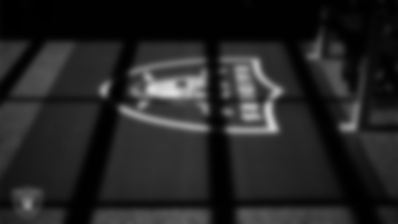 Las Vegas Raiders signage in the weight room during practice at Intermountain Health Performance Center.