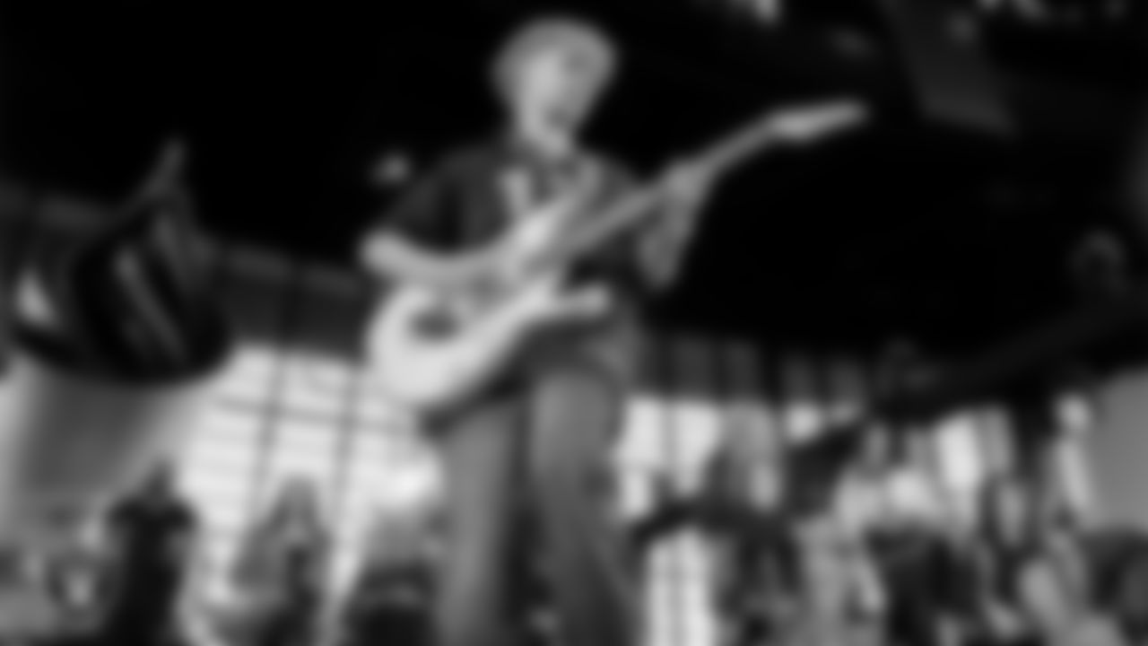 Musician Cash Payne and the Raiders House Band perform before the regular season home game against the Kansas City Chiefs at Allegiant Stadium.