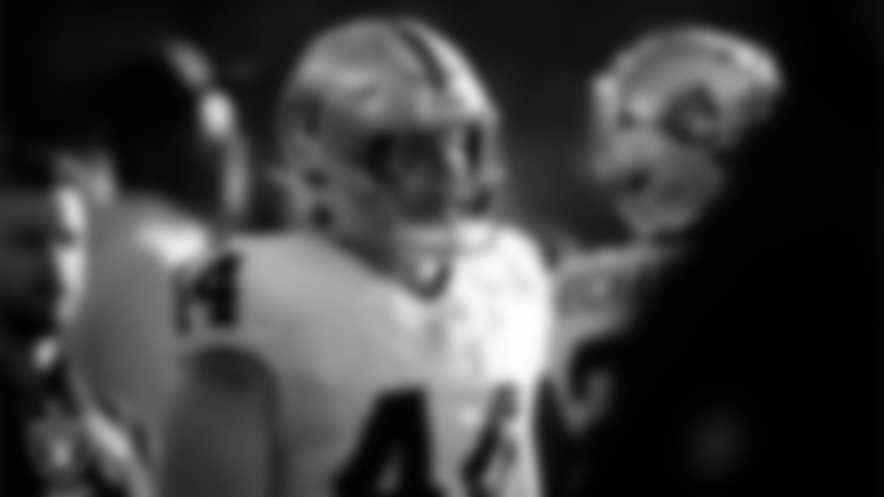 Las Vegas Raiders linebacker Tommy Eichenberg (44) on the sidelines during the regular season away game against the Houston Texans at NRG Stadium.
