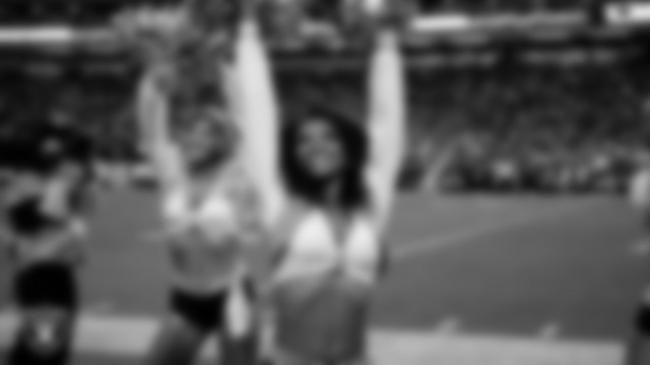 Raiderette Shayla on the sidelines during the regular season home game against the Kansas City Chiefs at Allegiant Stadium.