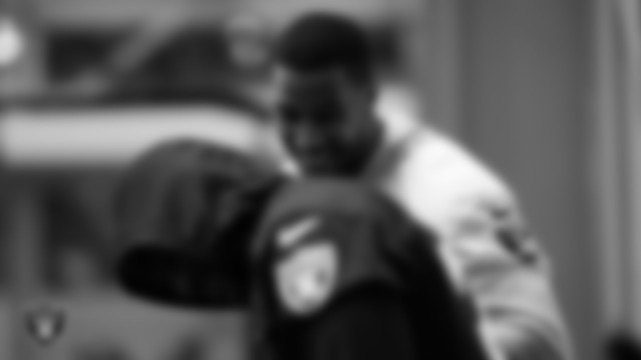 Las Vegas Raiders defensive end Charles Snowden (49) during practice at Intermountain Health Performance Center.