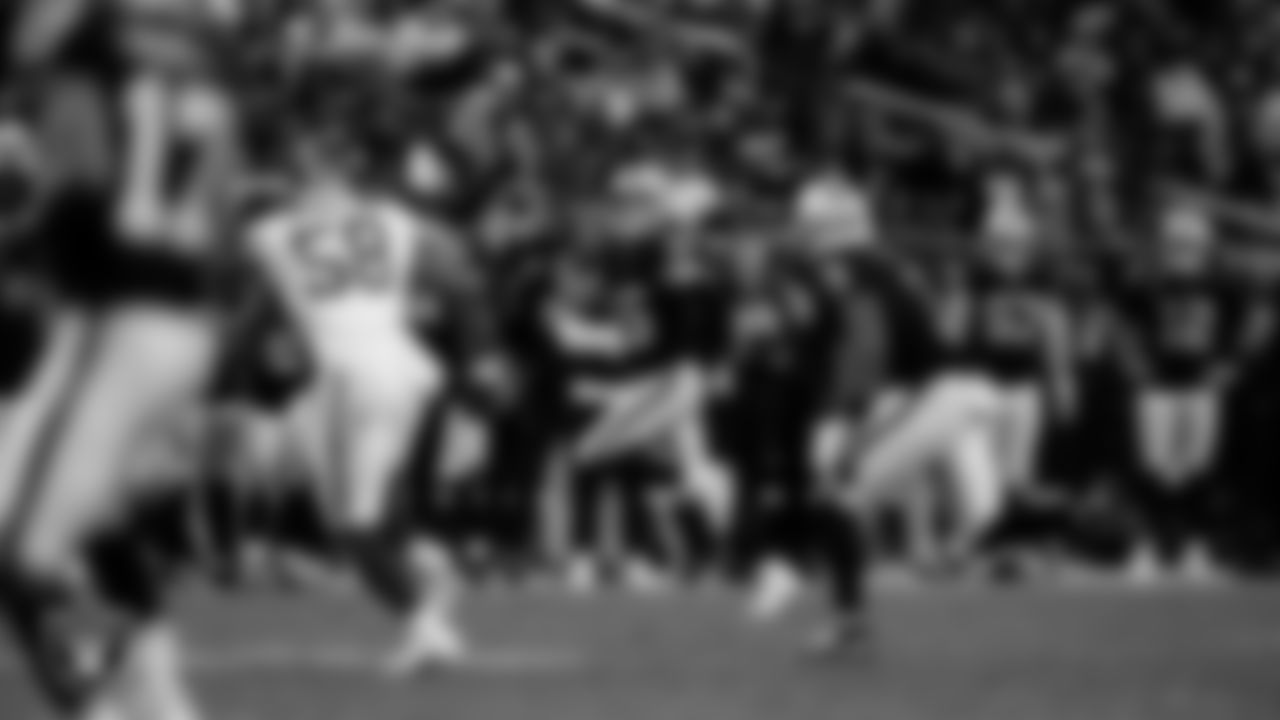 Las Vegas Raiders quarterback Kenny Pickett (15) during the regular season home game against the New York Giants at Allegiant Stadium.