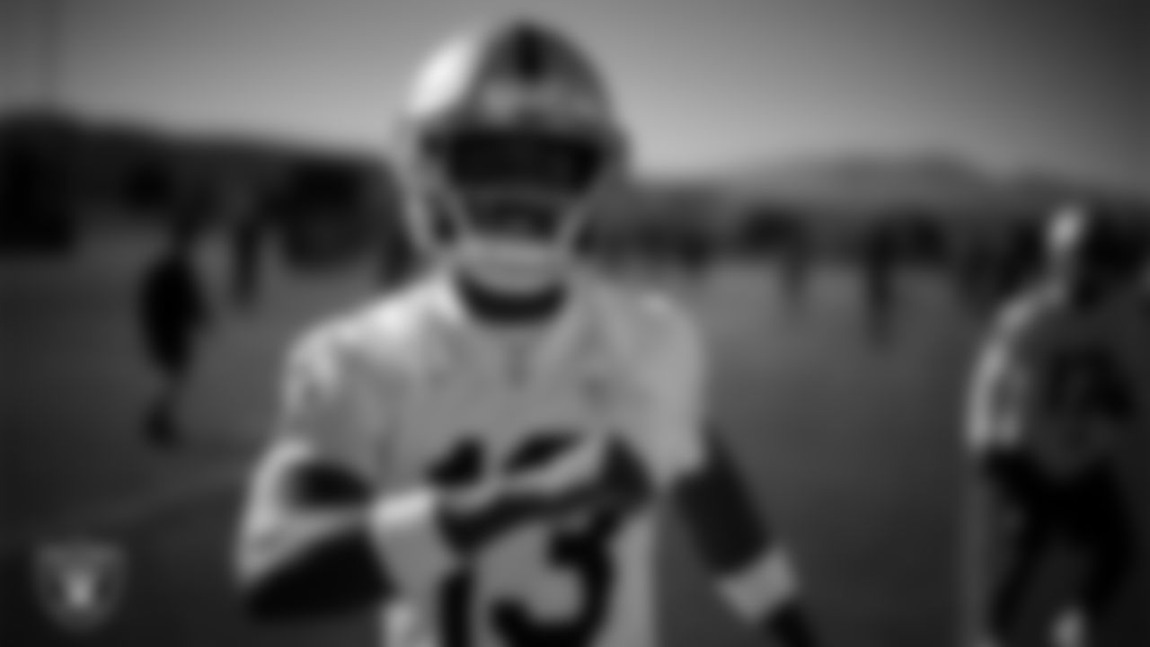 Las Vegas Raiders wide receiver Phillip Dorsett II (13) during practice at Intermountain Health Performance Center.