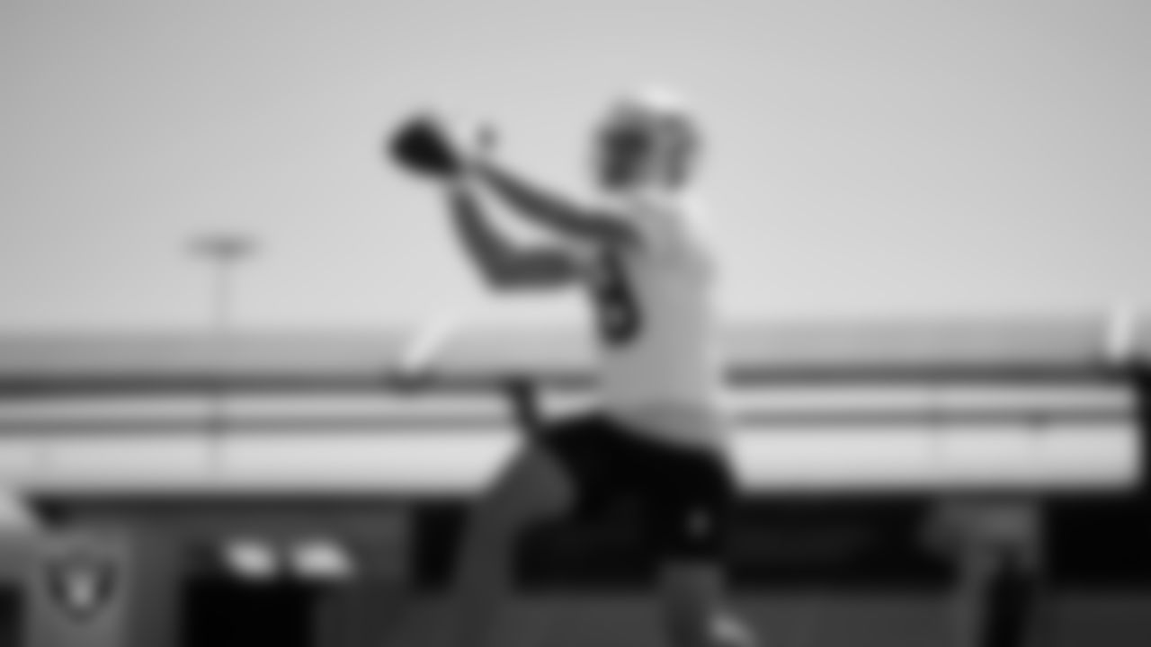 Las Vegas Raiders wide receiver Jack Bech (18) at an Organized Team Activity (OTA) at Intermountain Health Performance Center.