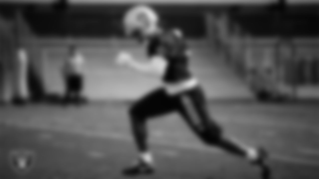 Las Vegas Raiders wide receiver Tre Tucker (1) during practice at Intermountain Health Performance Center.