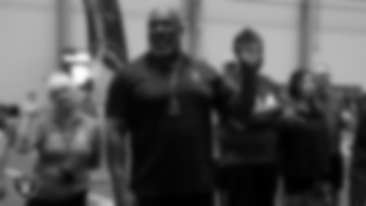 Las Vegas Raiders alumnus Roy Hart during the opening ceremony before the Special Olympics of Nevada flag football regional tournament at Intermountain Health Performance Center.