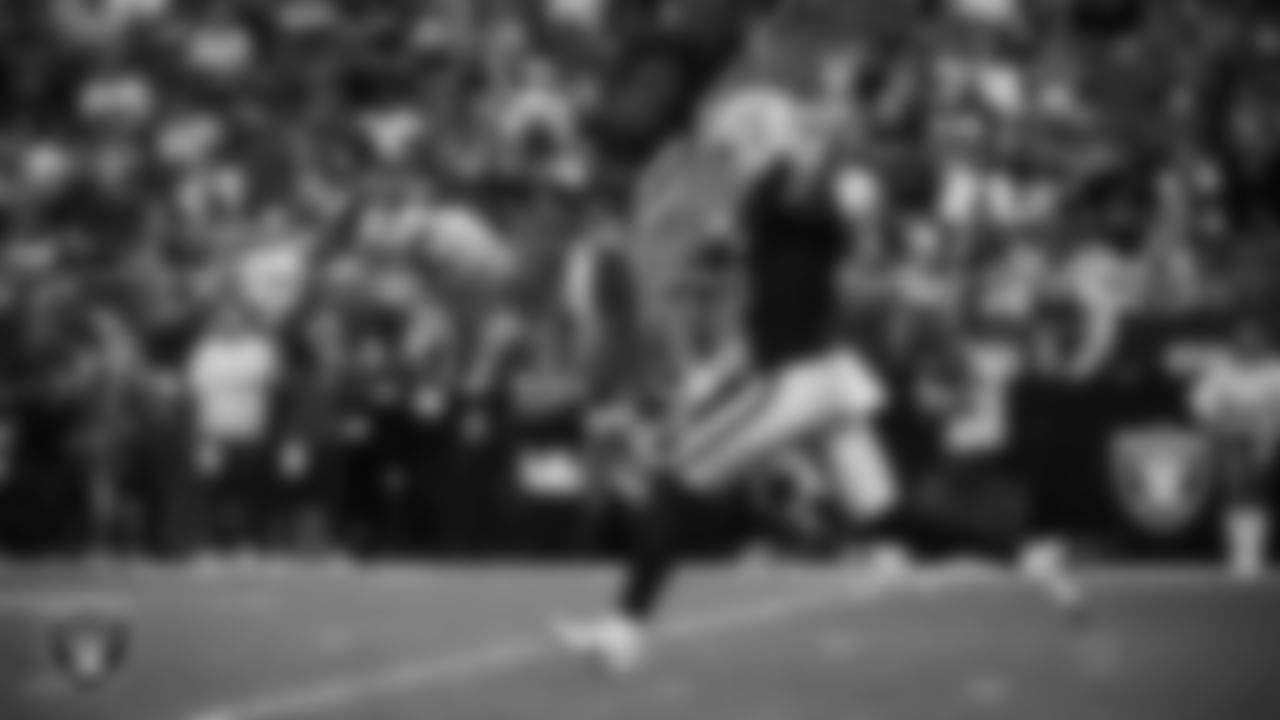 Las Vegas Raiders punter AJ Cole (6) punts during the regular season home game against the New York Giants at Allegiant Stadium.