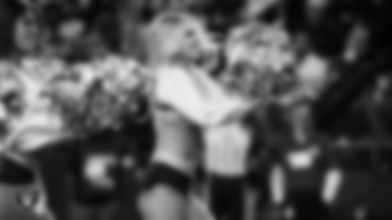 Raiderette Ali performs on the field during the regular season home game against the Dallas Cowboys at Allegiant Stadium.