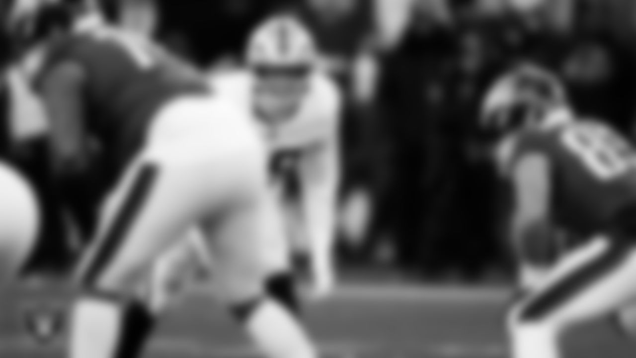 Las Vegas Raiders defensive end Charles Snowden (49) lines up before the snap during the regular season away game against the Philadelphia Eagles at Lincoln Financial Field.