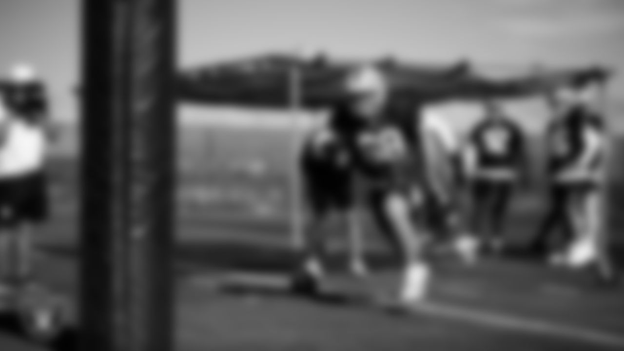 Las Vegas Raiders defensive tackle Treven Ma'ae (68) on the field for practice at 2025 Training Camp at Intermountain Health Performance Center.
