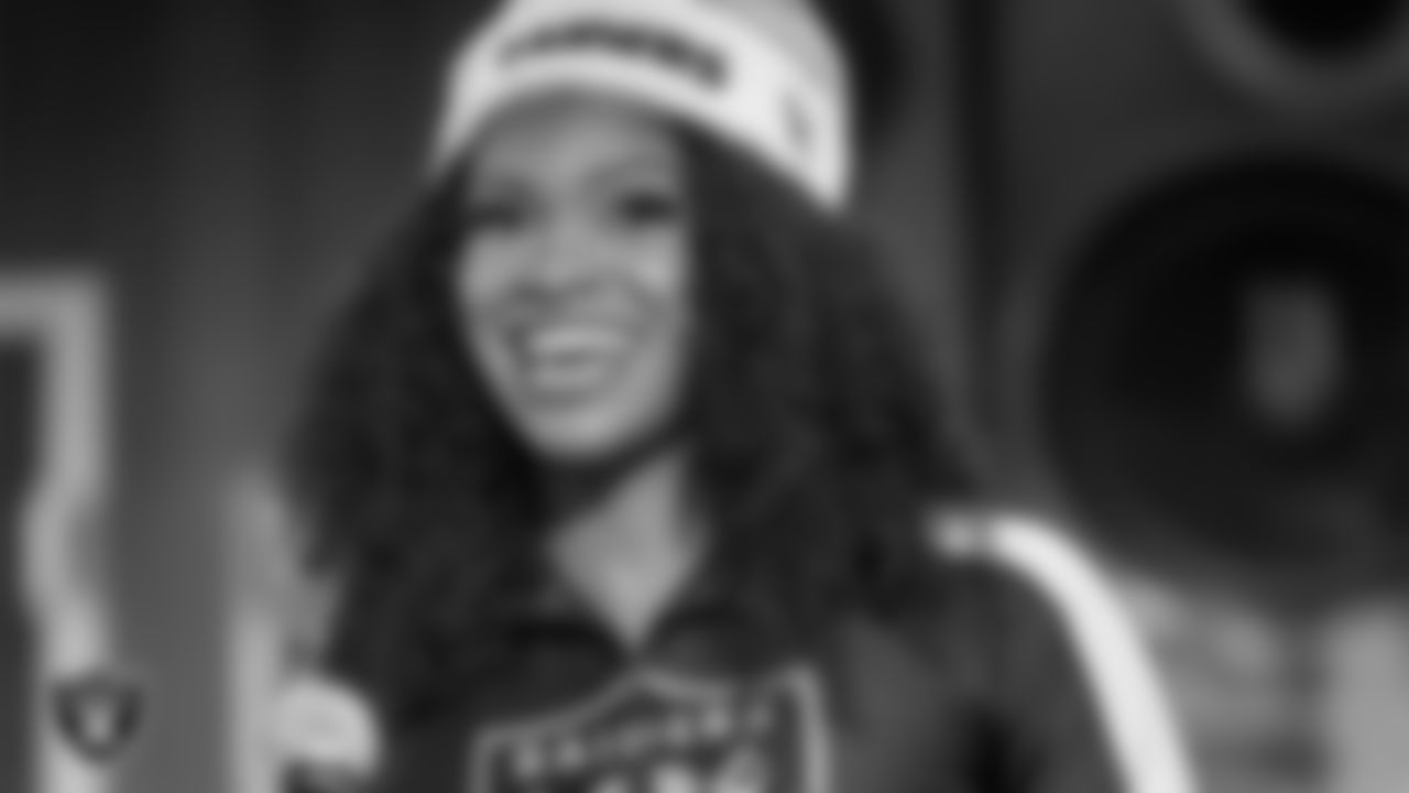 Raiderette Shayla speaks during a toy drive at Intermountain Health Primary Children's Hospital.