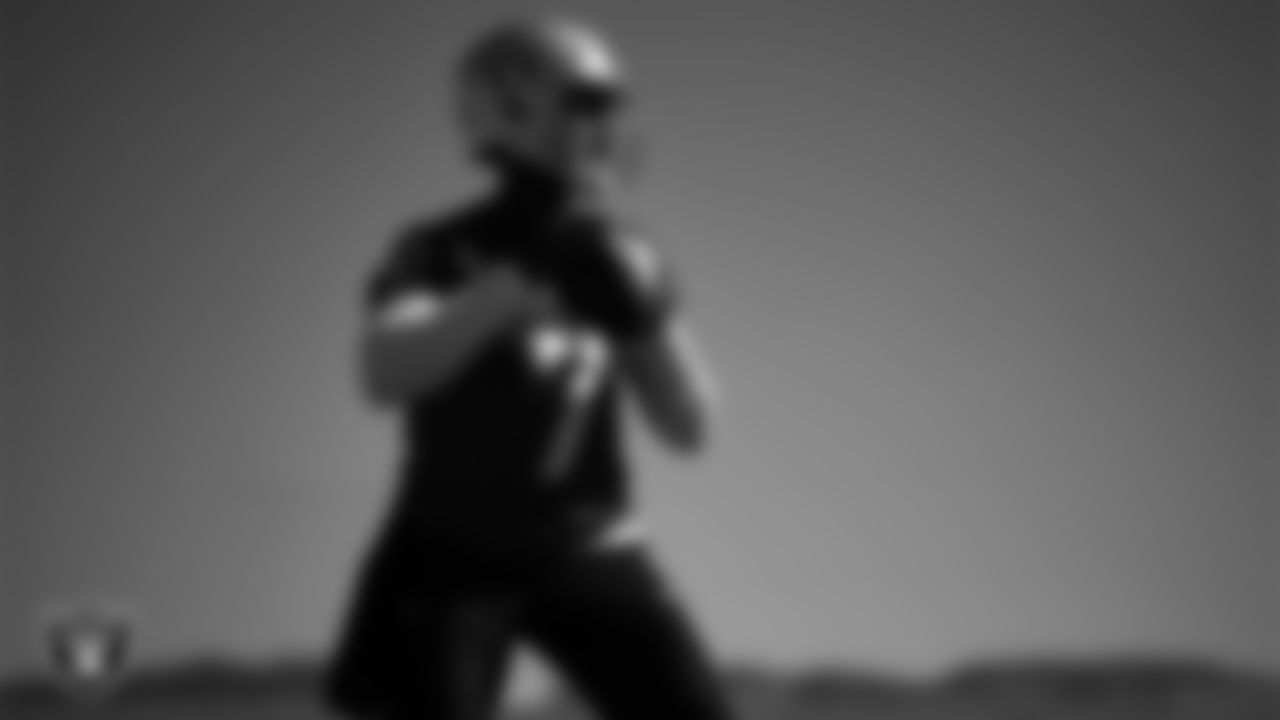 Las Vegas Raiders quarterback Geno Smith (7) during practice at Intermountain Health Performance Center.