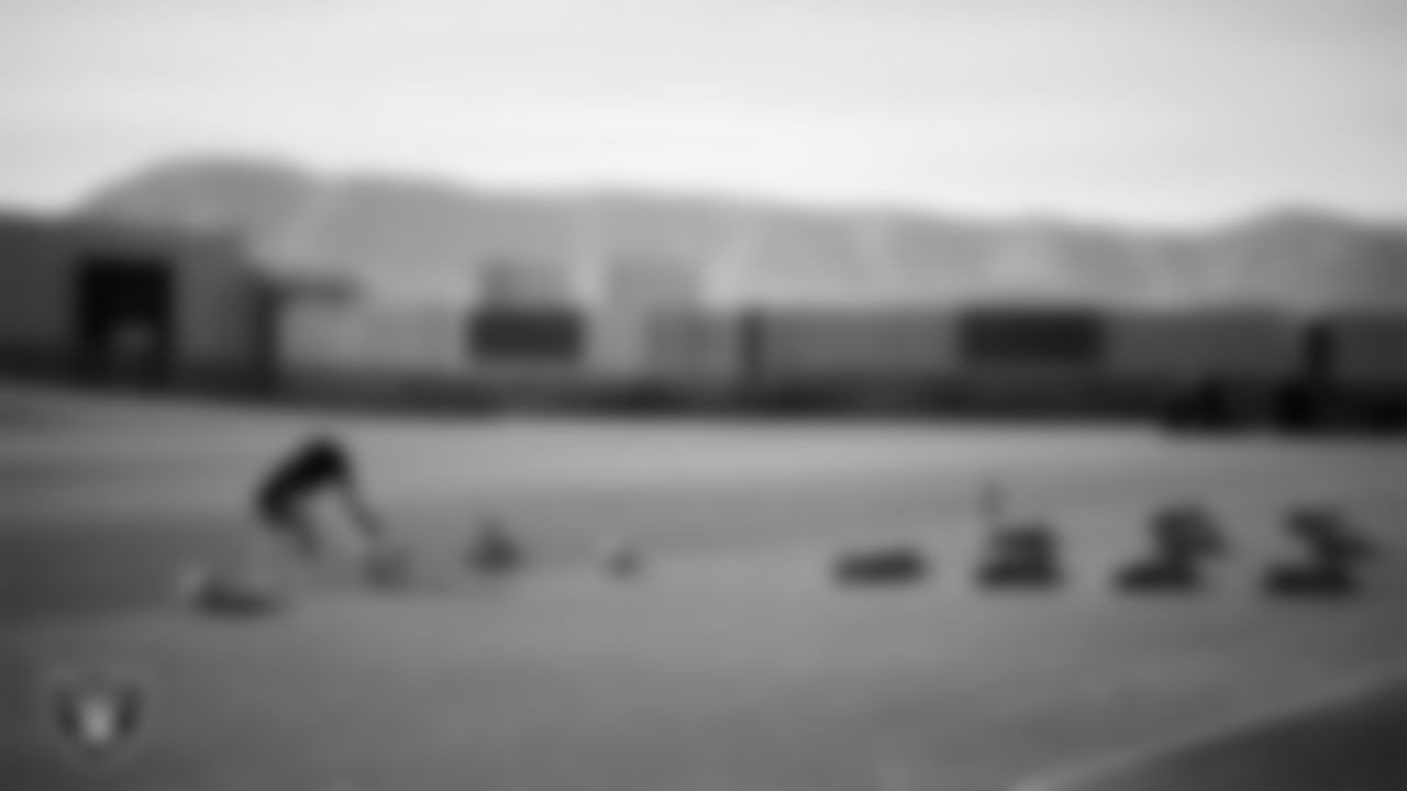 Las Vegas Raiders defensive end Maxx Crosby (98) during practice at Intermountain Health Performance Center.