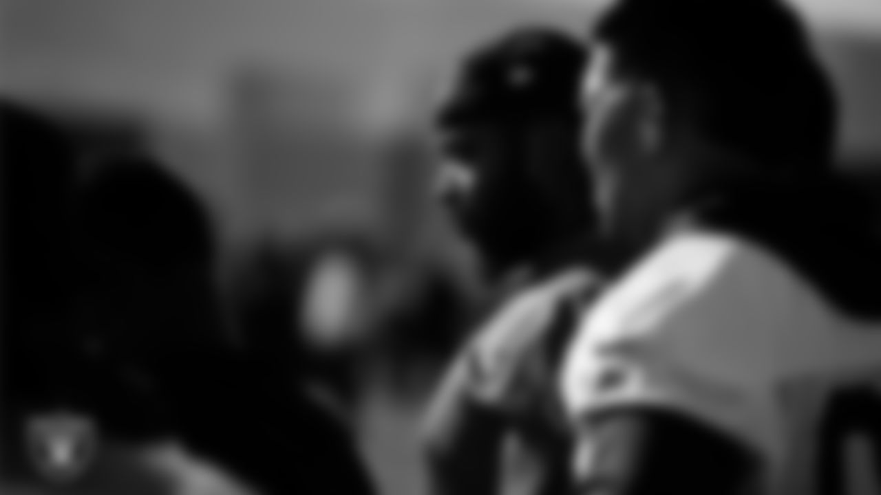 Las Vegas Raiders tackle Joshua Miles (77) during practice at Intermountain Health Performance Center.