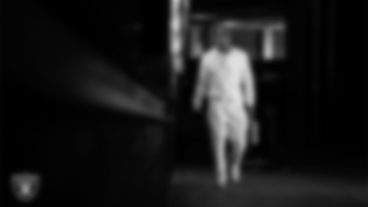 Las Vegas Raiders safety Terrell Edmunds (28) arrives to the regular season home game against the Kansas City Chiefs at Allegiant Stadium.