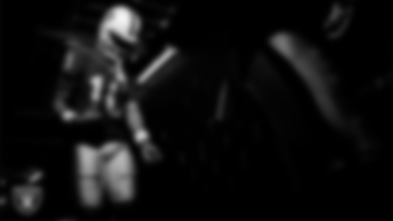 Las Vegas Raiders wide receiver Dont'e Thornton Jr. (10) walks down the tunnel before the regular season home game against the Kansas City Chiefs at Allegiant Stadium.