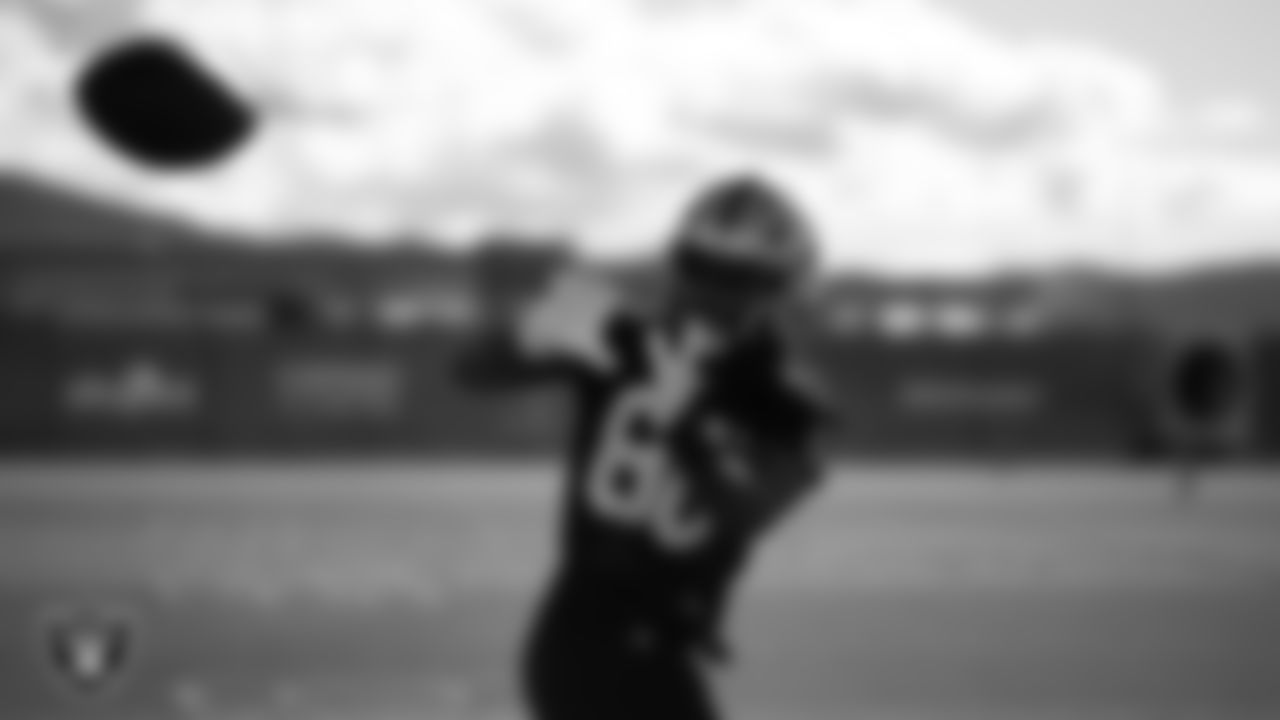 Las Vegas Raiders tight end Ian Thomas (80) during practice at Intermountain Health Performance Center.