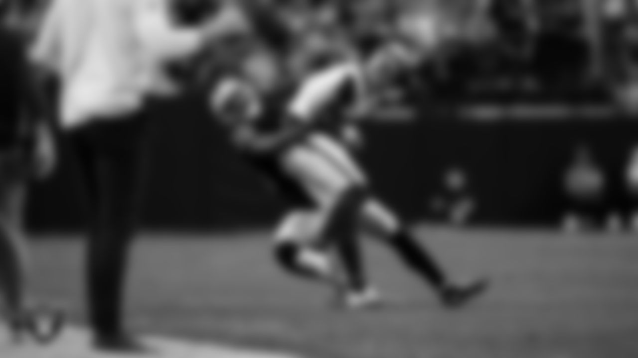 Las Vegas Raiders cornerback Kyu Blu Kelly (36) makes a tackle during the regular season home game against the Denver Broncos at Allegiant Stadium.