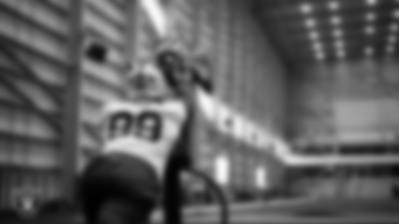 Las Vegas Raiders defensive tackle Thomas Booker IV (99) during practice at Intermountain Health Performance Center.