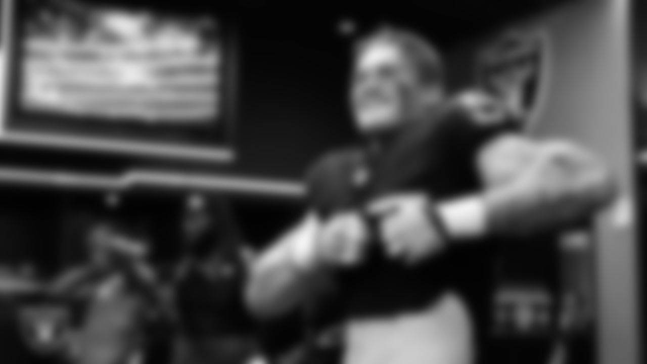 Las Vegas Raiders linebacker Cody Lindenberg (55) in the locker room after the regular season home game against the Kansas City Chiefs at Allegiant Stadium.