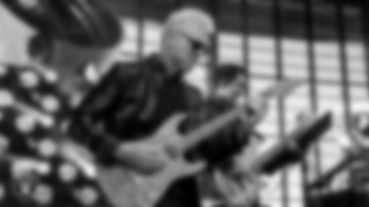 The Raiders House Band performs before the regular season home game against the Cleveland Browns at Allegiant Stadium.