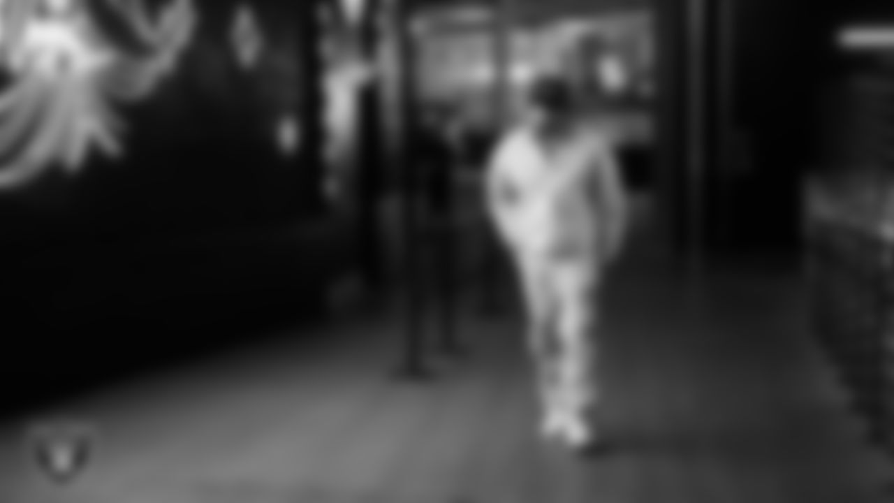 Las Vegas Raiders defensive end Maxx Crosby (98) arrives to the regular season home game against the Denver Broncos at Allegiant Stadium.